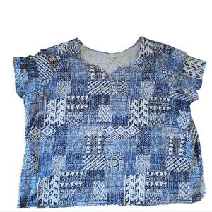 Woman Within Hippie Boho Chic Tee Shirt Short Sleeve Casual Summer Notch Neck 4X